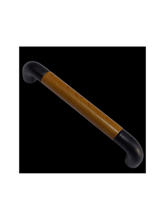 Italian Furniture Handle Eureka 11684-096-lef1 Black Matte Wood Size 9.6cm