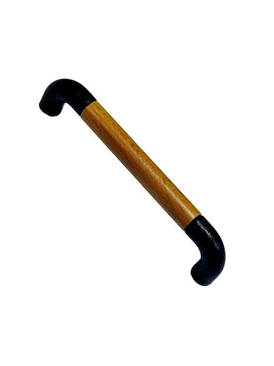 Italian Furniture Handle Eureka 11684-096-lef1 Black Matte Wood Size 9.6cm