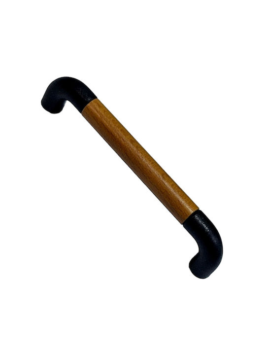 Italian Furniture Handle Eureka 11684-096-lef1 Black Matte Wood Size 9.6cm