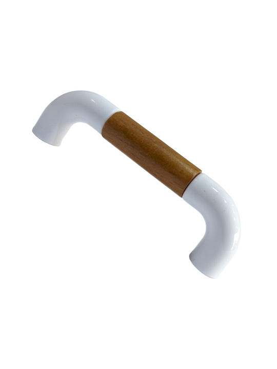 Italian Furniture Handle Eureka 11686-064-lef1 White Wooden Size 6.4cm