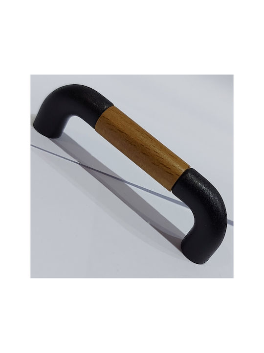 Italian Furniture Handle Eureka 11687-064-lef1 Black Matte Wood Size 6.4cm