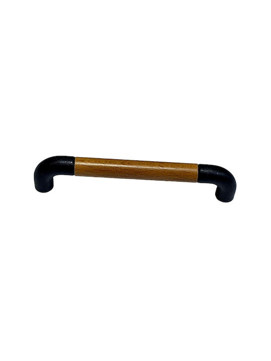 Italian Furniture Handle Eureka 11684-096-lef1 Black Matte Wood Size 9.6cm