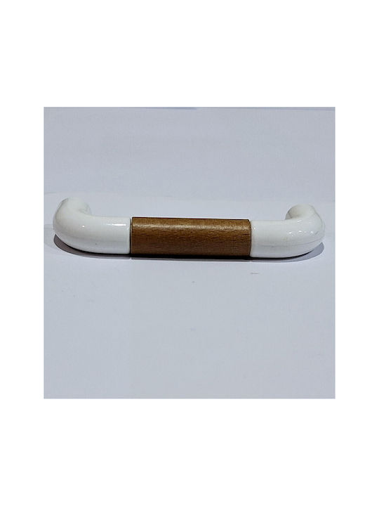 Italian Furniture Handle Eureka 11685-096-lef1 White Wooden Size 9.6cm