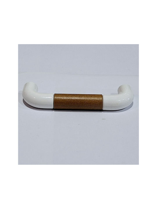 Italian Furniture Handle Eureka 11685-096-lef1 White Wooden Size 9.6cm