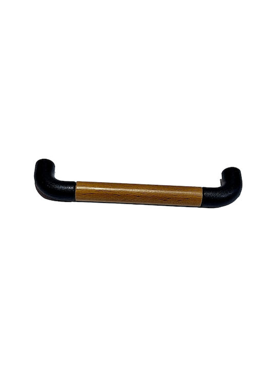 Italian Furniture Handle Eureka 11684-096-lef1 Black Matte Wood Size 9.6cm