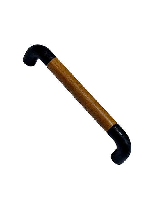 Italian Furniture Handle Eureka 11687-064-lef1 Black Matte Wood Size 6.4cm