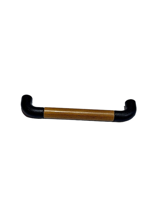 Italian Furniture Handle Eureka 11684-096-lef1 Black Matte Wood Size 9.6cm