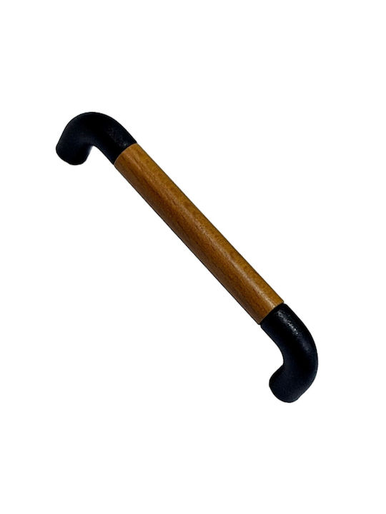 Italian Furniture Handle Eureka 11687-064-lef1 Black Matte Wood Size 6.4cm