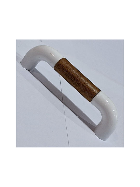 Italian Furniture Handle Eureka 11685-096-lef1 White Wooden Size 9.6cm