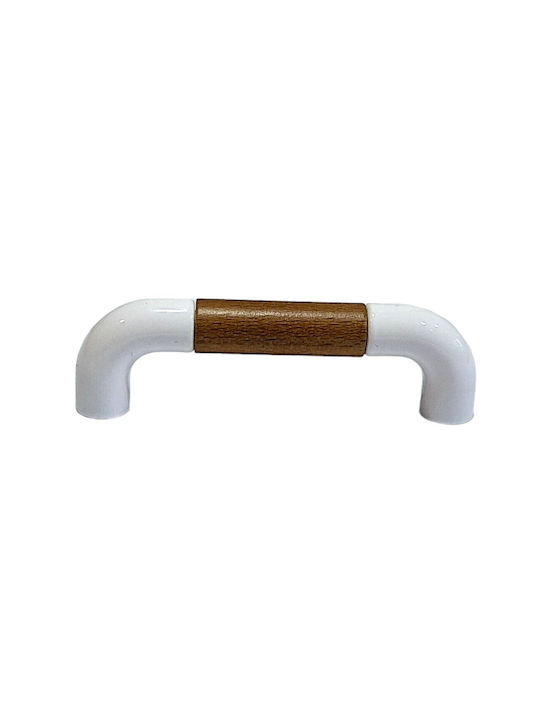 Italian Furniture Handle Eureka 11686-064-lef1 White Wooden Size 6.4cm