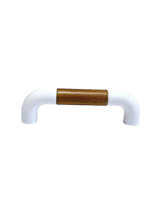 Italian Furniture Handle Eureka 11686-064-lef1 White Wooden Size 6.4cm