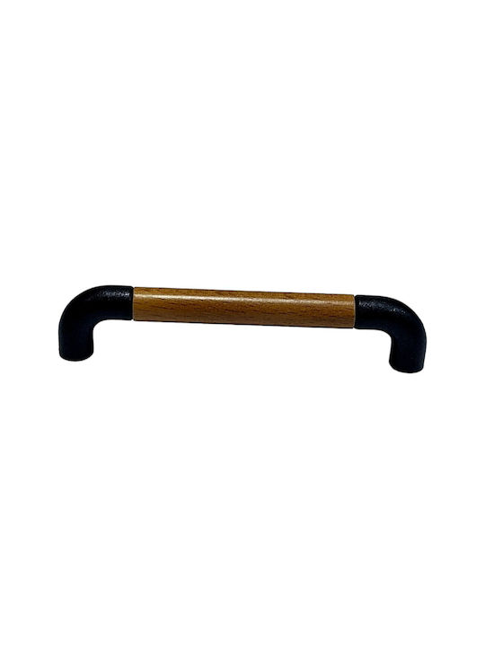 Italian Furniture Handle Eureka 11684-096-lef1 Black Matte Wood Size 9.6cm
