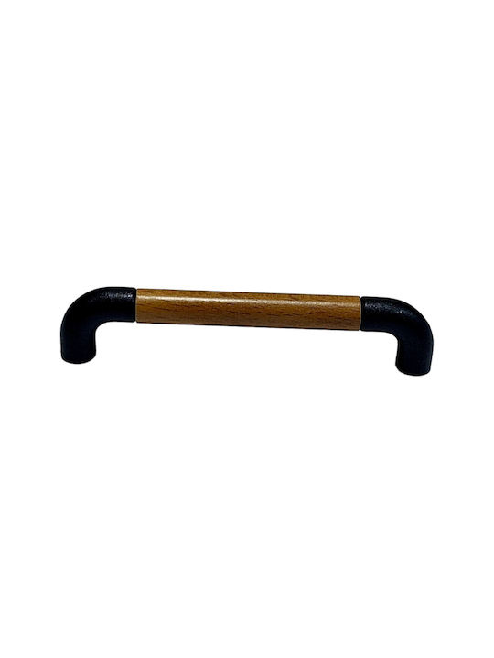 Italian Furniture Handle Eureka 11684-096-lef1 Black Matte Wood Size 9.6cm