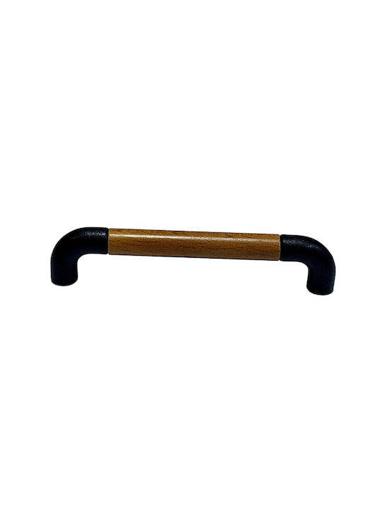 Italian Furniture Handle Eureka 11684-096-lef1 Black Matte Wood Size 9.6cm
