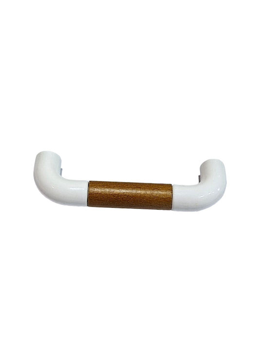 Italian Furniture Handle Eureka 11686-064-lef1 White Wooden Size 6.4cm