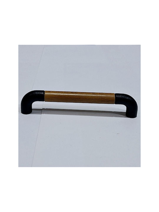 Italian Furniture Handle Eureka 11684-096-lef1 Black Matte Wood Size 9.6cm