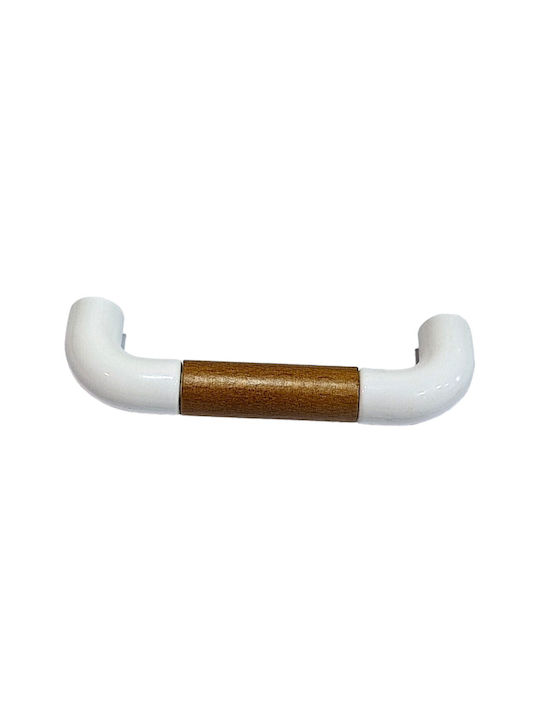 Italian Furniture Handle Eureka 11686-064-lef1 White Wooden Size 6.4cm