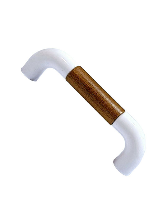 Italian Furniture Handle Eureka 11685-096-lef1 White Wooden Size 9.6cm