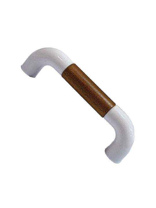 Italian Furniture Handle Eureka 11685-096-lef1 White Wooden Size 9.6cm