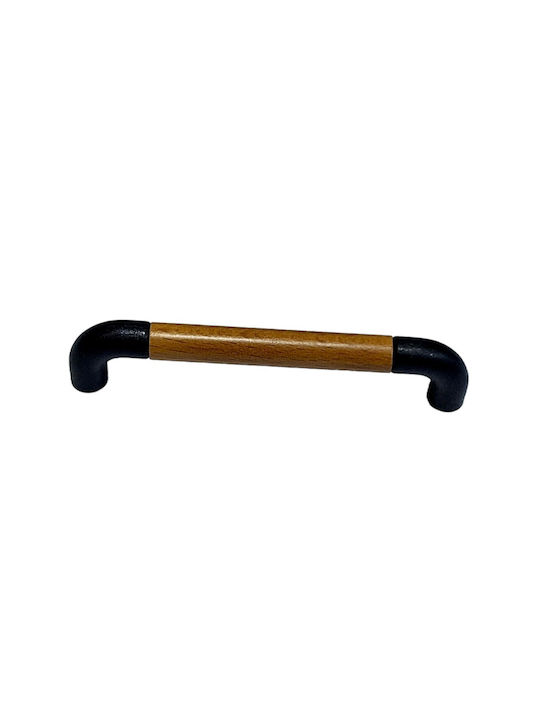 Italian Furniture Handle Eureka 11687-064-lef1 Black Matte Wood Size 6.4cm