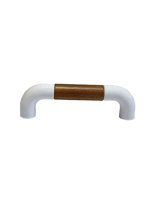 Italian Furniture Handle Eureka 11685-096-lef1 White Wooden Size 9.6cm