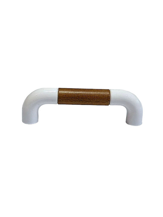 Italian Furniture Handle Eureka 11685-096-lef1 White Wooden Size 9.6cm