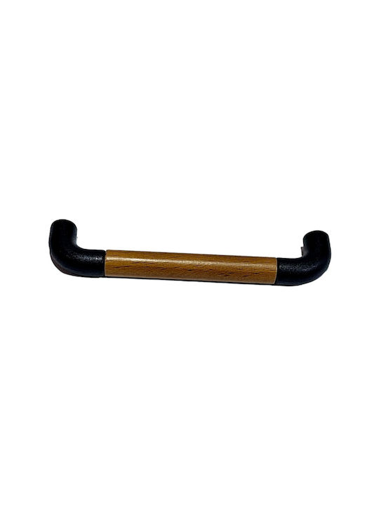 Italian Furniture Handle Eureka 11687-064-lef1 Black Matte Wood Size 6.4cm