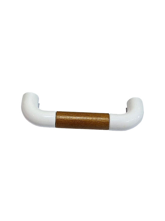 Italian Furniture Handle Eureka 11685-096-lef1 White Wooden Size 9.6cm