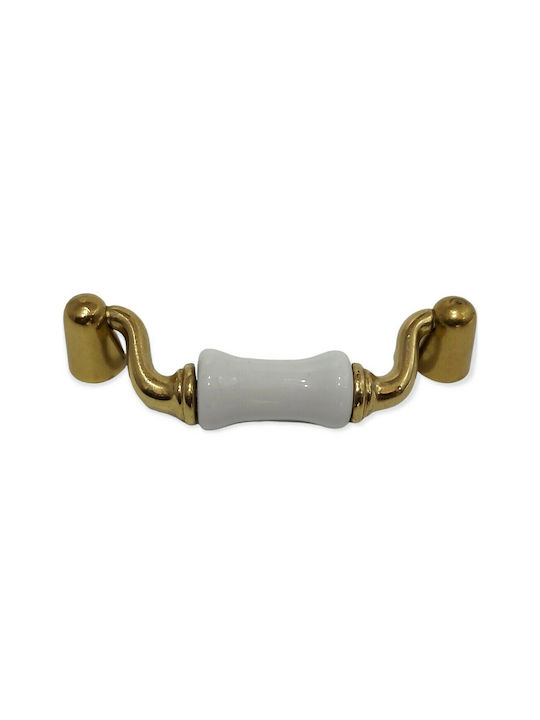 Porcelain Italian Handle Valli&Valli 9080-066-oro Gold Glossy Size 6.6cm Porcelain