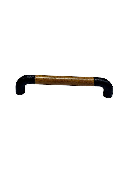 Italian Furniture Handle Eureka 11687-064-lef1 Black Matte Wood Size 6.4cm