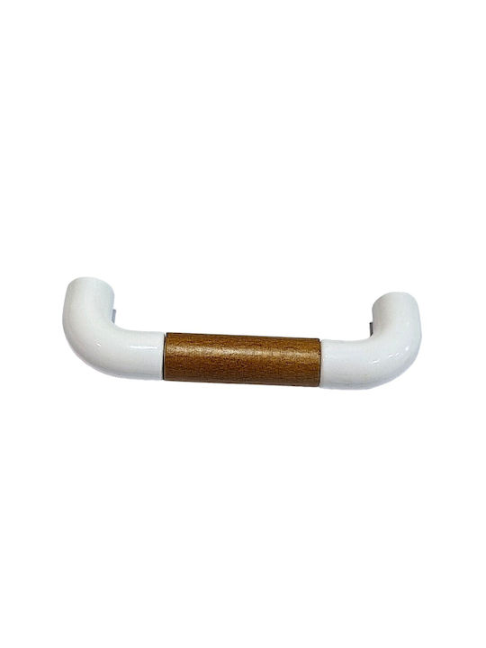 Italian Furniture Handle Eureka 11685-096-lef1 White Wooden Size 9.6cm