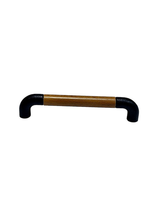 Italian Furniture Handle Eureka 11687-064-lef1 Black Matte Wood Size 6.4cm