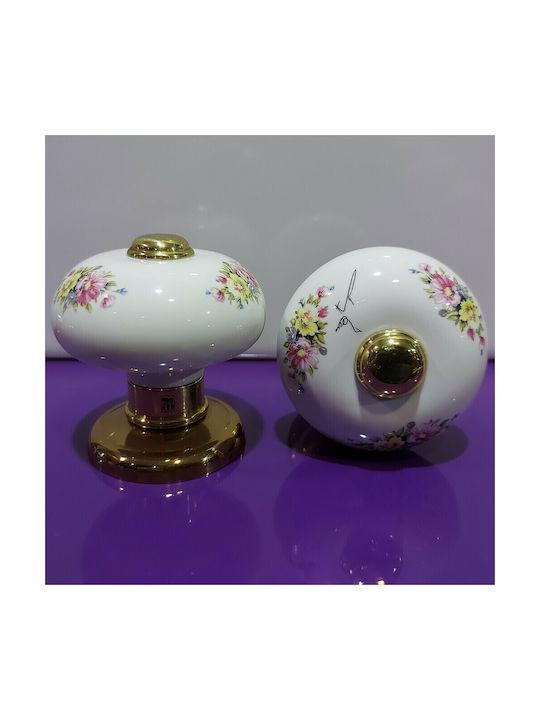 Italian Porcelain Front Door Knob Mandelli 10552-oro1 24k Gold Plated Dimensions 67×67×72 Mm
