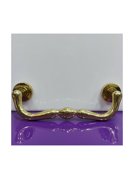 Italienischer Messing-Türgriff Mandelli 4916-oro1 Gold Glänzend Maße 24,0cm
