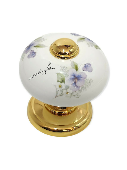 Italian Porcelain Front Door Knob Mandelli 10553-oro1 24k Gold Plated Dimensions 67 × 67 × 72 Mm