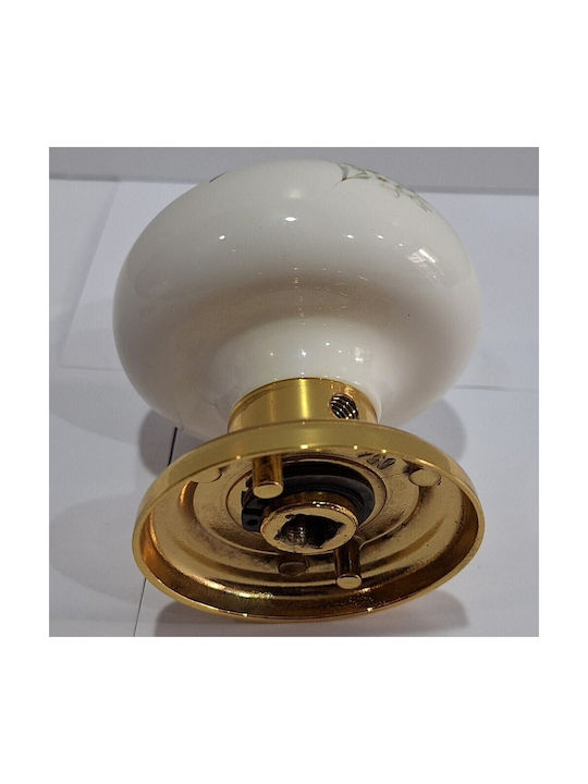 Italian Porcelain Front Door Knob Mandelli 10552-oro1 24k Gold Plated Dimensions 67×67×72 Mm