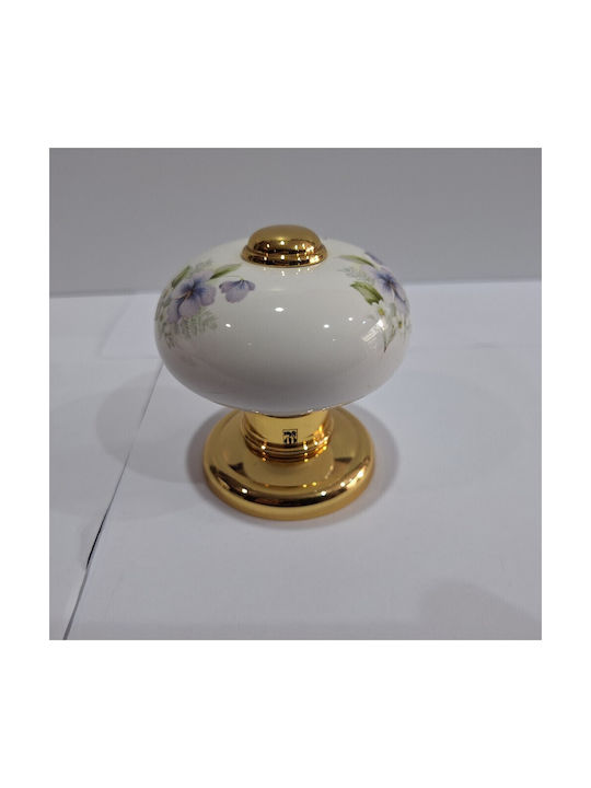 Italian Porcelain Front Door Knob Mandelli 10553-oro1 24k Gold Plated Dimensions 67 × 67 × 72 Mm