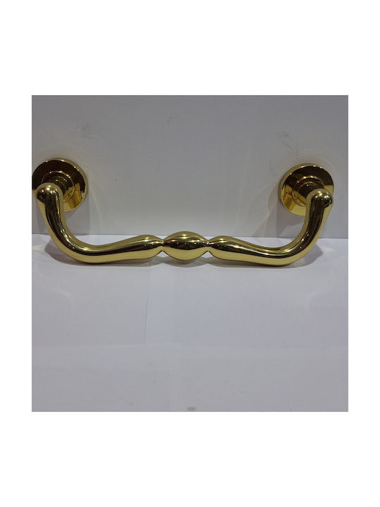 Italienischer Messing-Türgriff Mandelli 4916-oro1 Gold Glänzend Maße 24,0cm