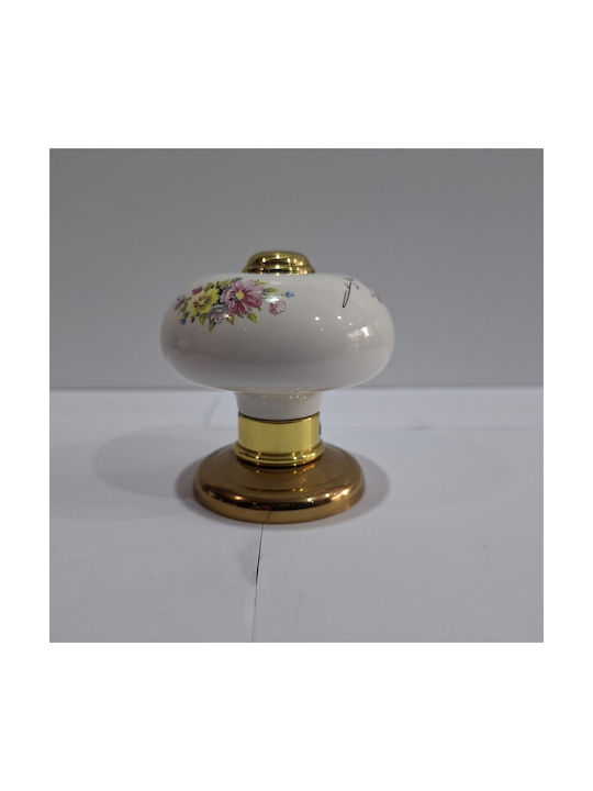 Italian Porcelain Front Door Knob Mandelli 10552-oro1 24k Gold Plated Dimensions 67×67×72 Mm
