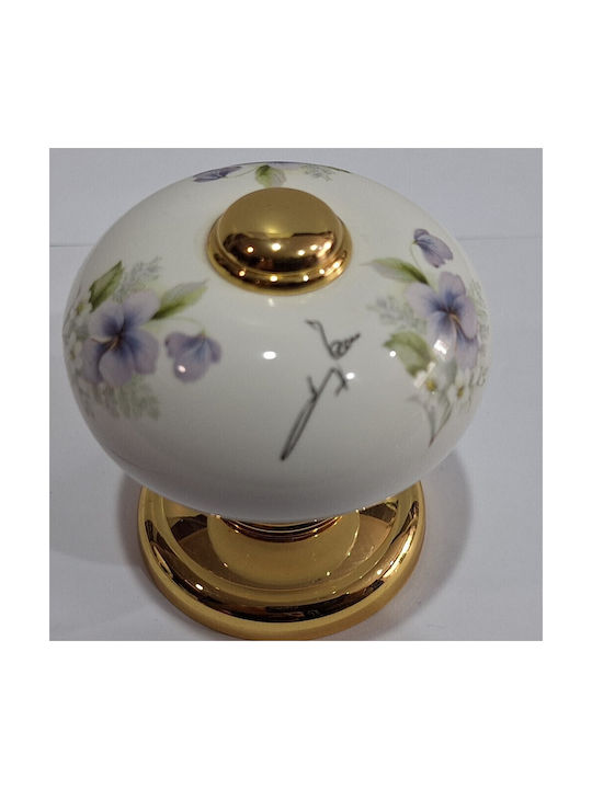 Italian Porcelain Front Door Knob Mandelli 10553-oro1 24k Gold Plated Dimensions 67 × 67 × 72 Mm