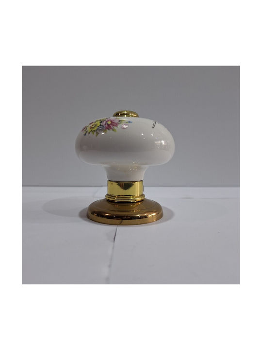 Italian Porcelain Front Door Knob Mandelli 10552-oro1 24k Gold Plated Dimensions 67×67×72 Mm