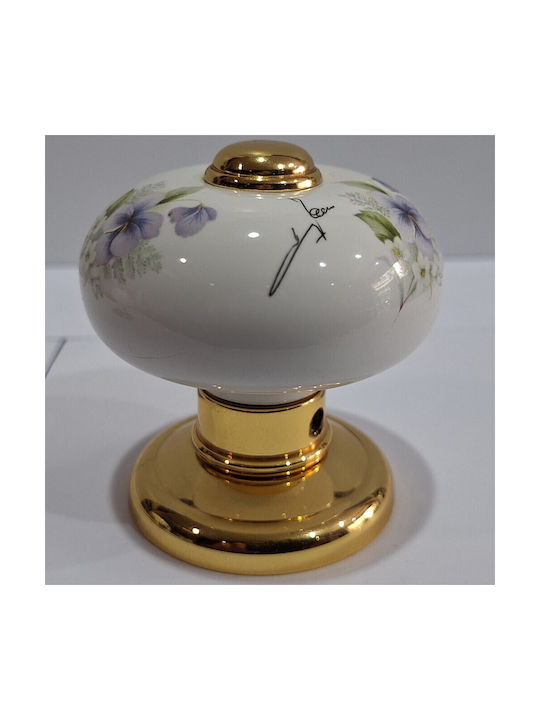 Italian Porcelain Front Door Knob Mandelli 10553-oro1 24k Gold Plated Dimensions 67 × 67 × 72 Mm