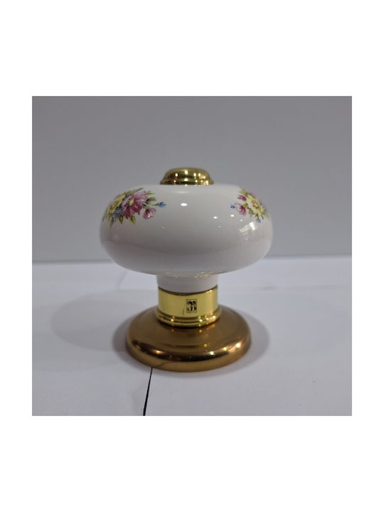 Italian Porcelain Front Door Knob Mandelli 10552-oro1 24k Gold Plated Dimensions 67×67×72 Mm