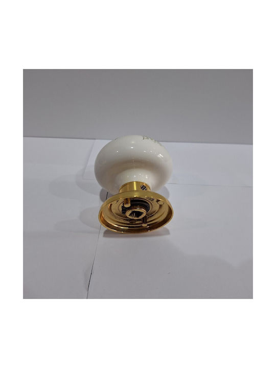 Italian Porcelain Front Door Knob Mandelli 10553-oro1 24k Gold Plated Dimensions 67 × 67 × 72 Mm