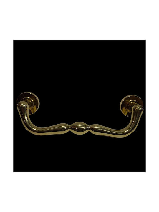 Italienischer Messing-Türgriff Mandelli 4916-oro1 Gold Glänzend Maße 24,0cm