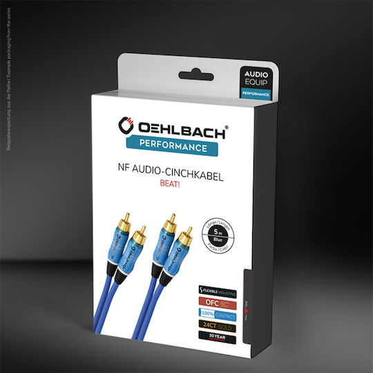 Oehlbach Audio Cable 2x RCA male - 2x RCA female 1m