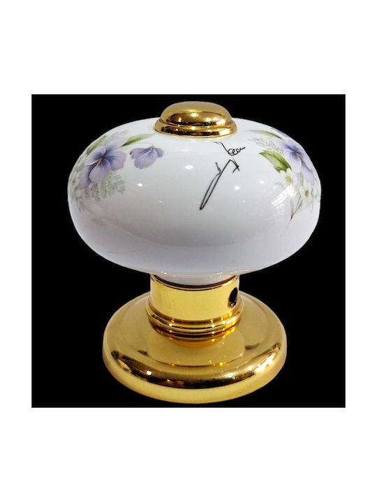 Italian Porcelain Front Door Knob Mandelli 10553-oro1 24k Gold Plated Dimensions 67 × 67 × 72 Mm