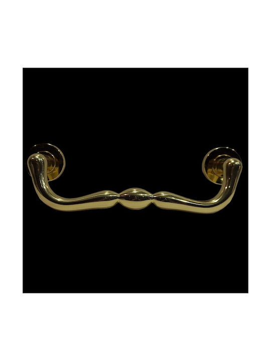 Italienischer Messing-Türgriff Mandelli 4916-oro1 Gold Glänzend Maße 24,0cm