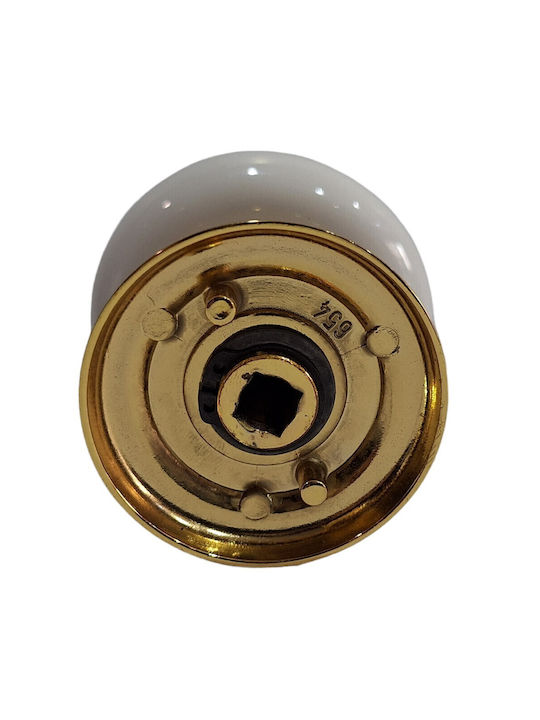 Italian Porcelain Front Door Knob Mandelli 10552-oro1 24k Gold Plated Dimensions 67×67×72 Mm