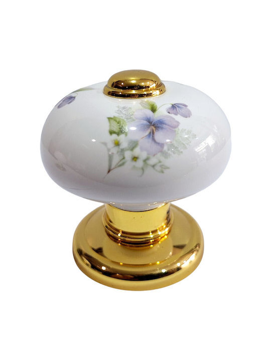 Italian Porcelain Front Door Knob Mandelli 10553-oro1 24k Gold Plated Dimensions 67 × 67 × 72 Mm